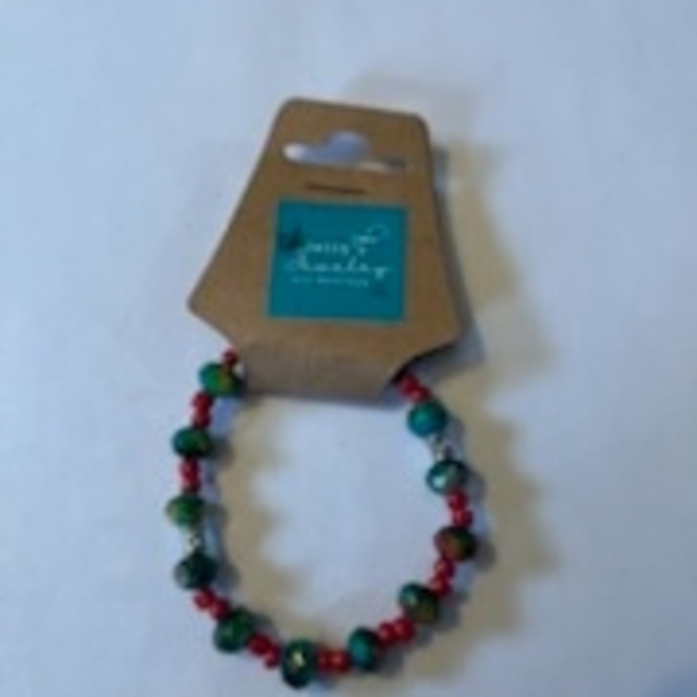 Jelly's Jewelry and Boutique Handcrafted Multicolor & Red Beaded Bracelet